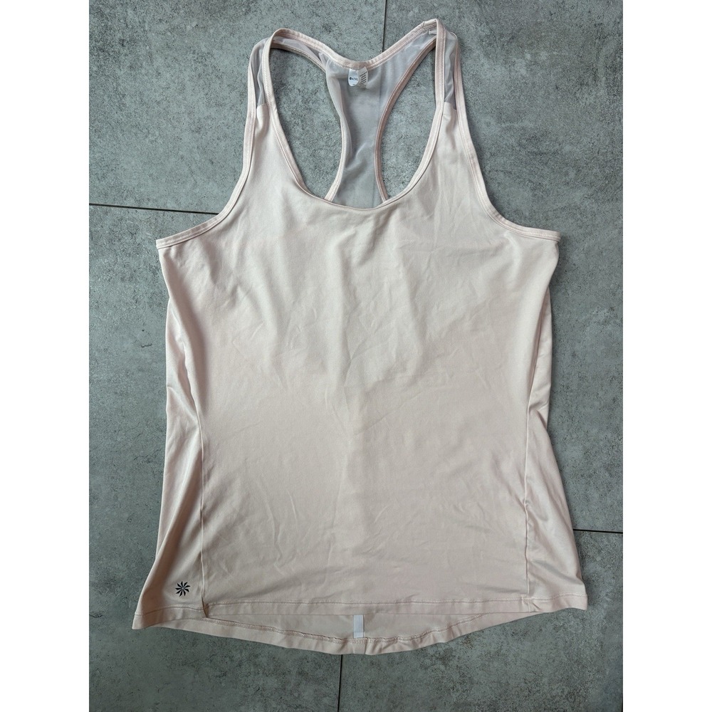 Athleta Women's Pink Racerback Tank Scoop Neck Stretch Mesh Solid Size S